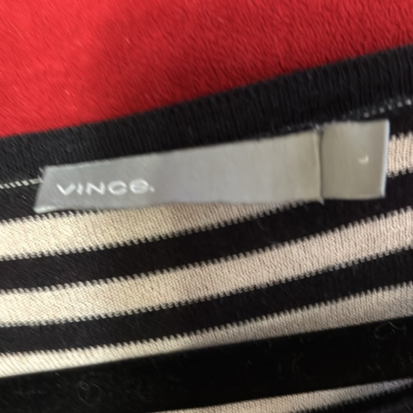 Vince black and white striped lightweight sweater. Size large - Picture 2 of 5